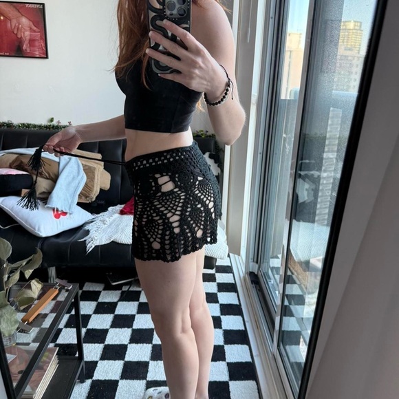 Black Crochet Skirt - Picture 3 of 4